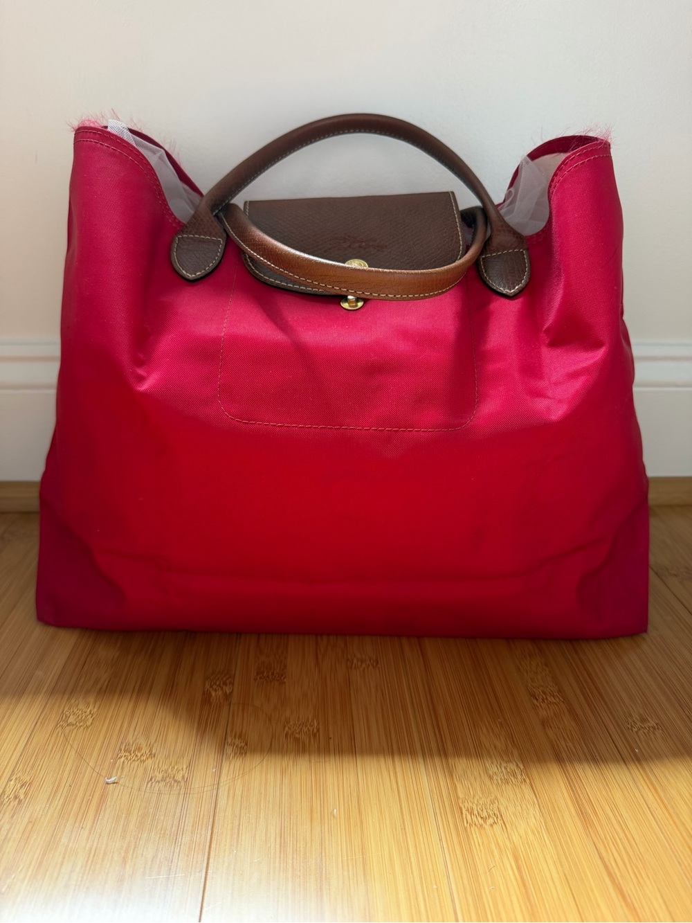 Longchamp Red Le Pilage Tote No Zipper